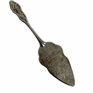 Silver Plate Cake Server Merry Christmas